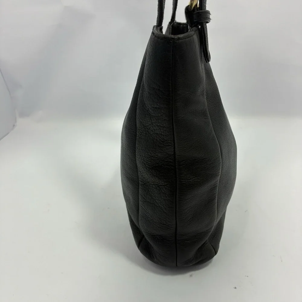 VTG A. Giannetti Genuine Leather Black Shoulder Tote Bag Gold Hardware Purse Y2K
